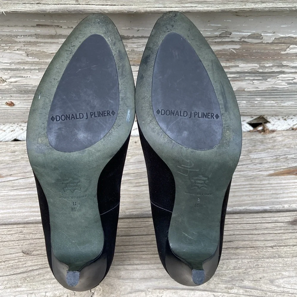 Donald J. Pliner Couture 'Rida' Black Satin & Leather Pump Women's Size 8 - Picture 9 of 13